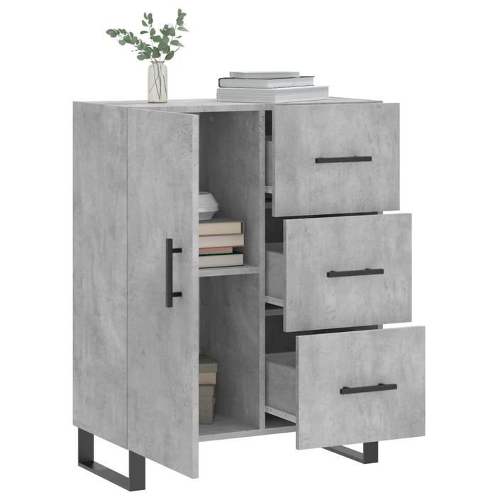 Buffet gris béton 69,5x34x90 cm bois d'ingénierie - Photo n°4