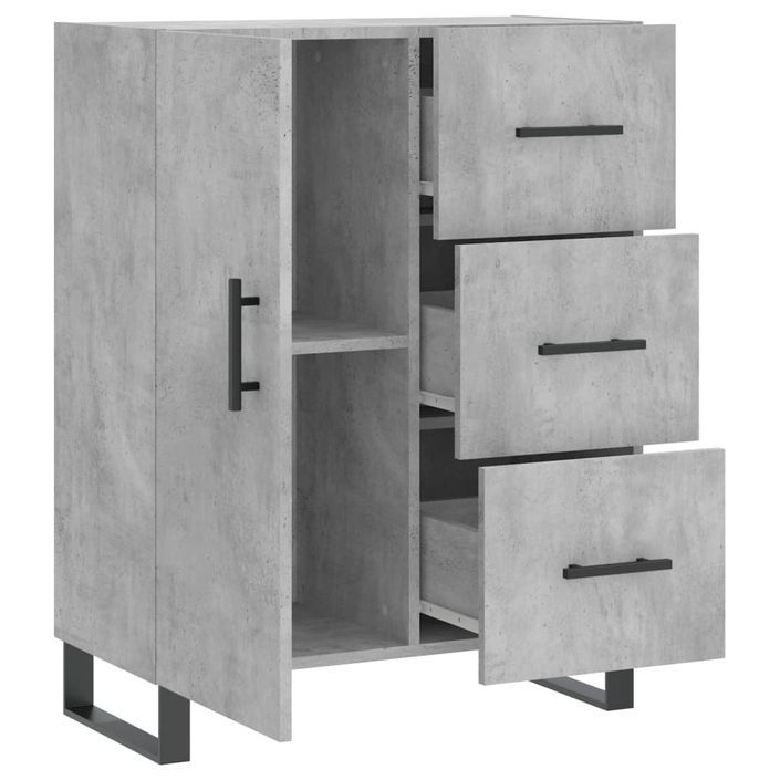 Buffet gris béton 69,5x34x90 cm bois d'ingénierie - Photo n°6