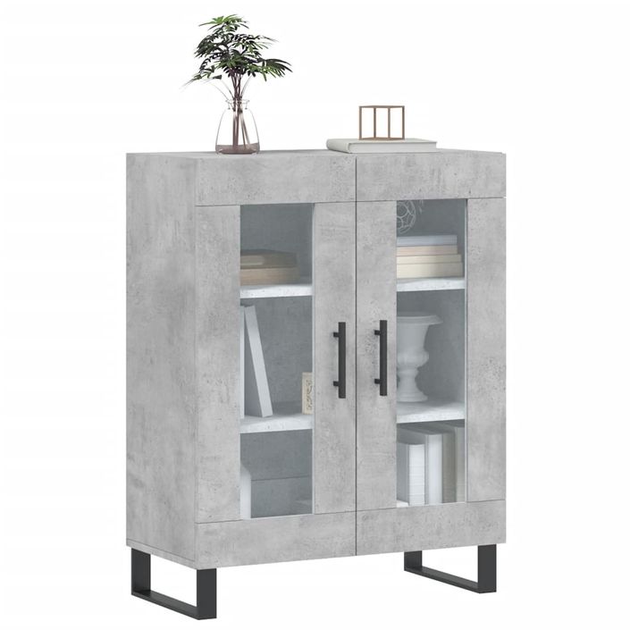 Buffet gris béton 69,5x34x90 cm bois d'ingénierie - Photo n°3