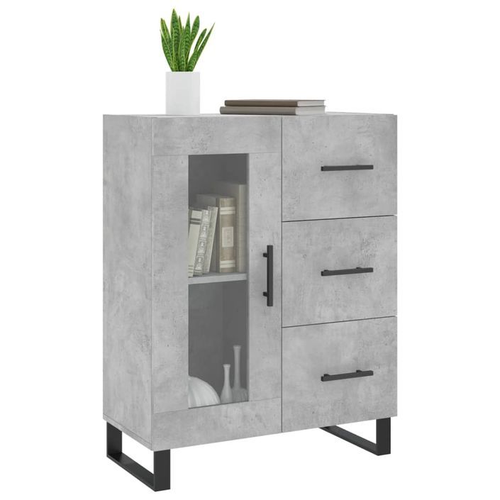 Buffet gris béton 69,5x34x90 cm bois d'ingénierie - Photo n°3