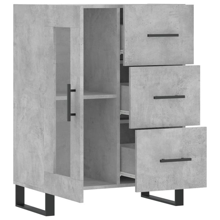 Buffet gris béton 69,5x34x90 cm bois d'ingénierie - Photo n°6