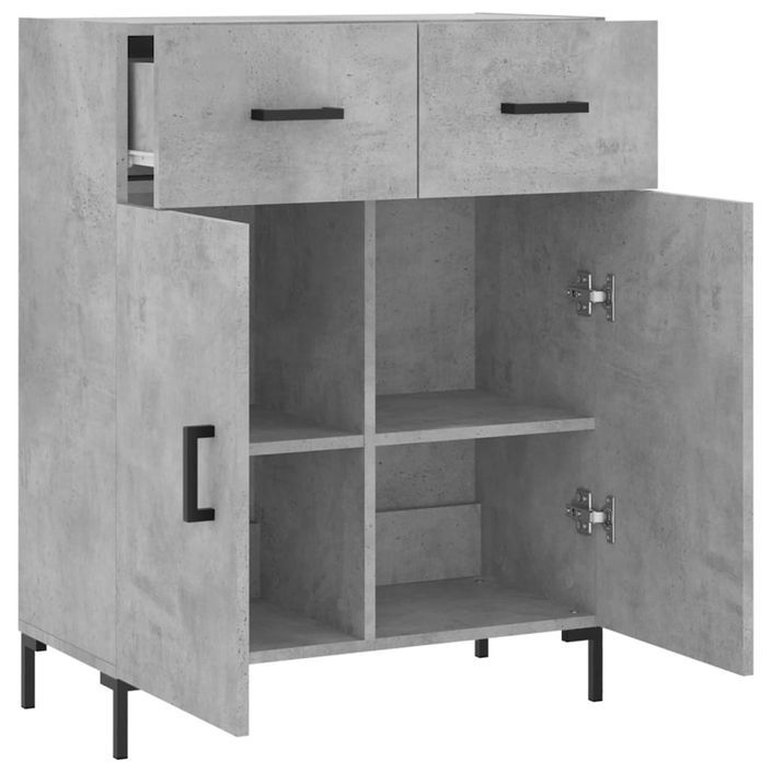 Buffet gris béton 69,5x34x90 cm bois d'ingénierie - Photo n°5