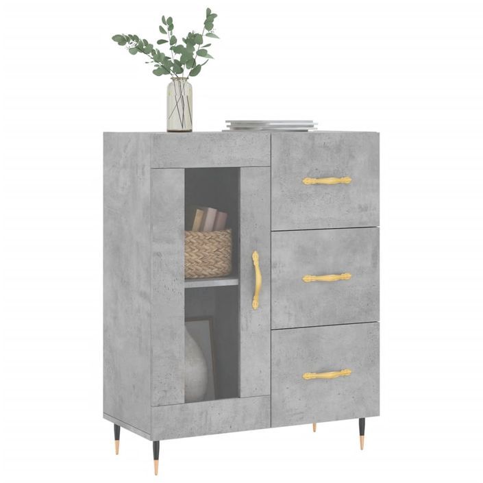 Buffet gris béton 69,5x34x90 cm bois d'ingénierie - Photo n°3