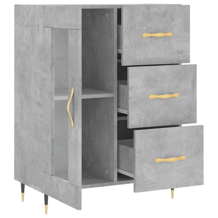 Buffet gris béton 69,5x34x90 cm bois d'ingénierie - Photo n°6