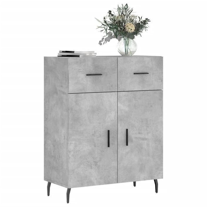 Buffet gris béton 69,5x34x90 cm bois d'ingénierie - Photo n°3