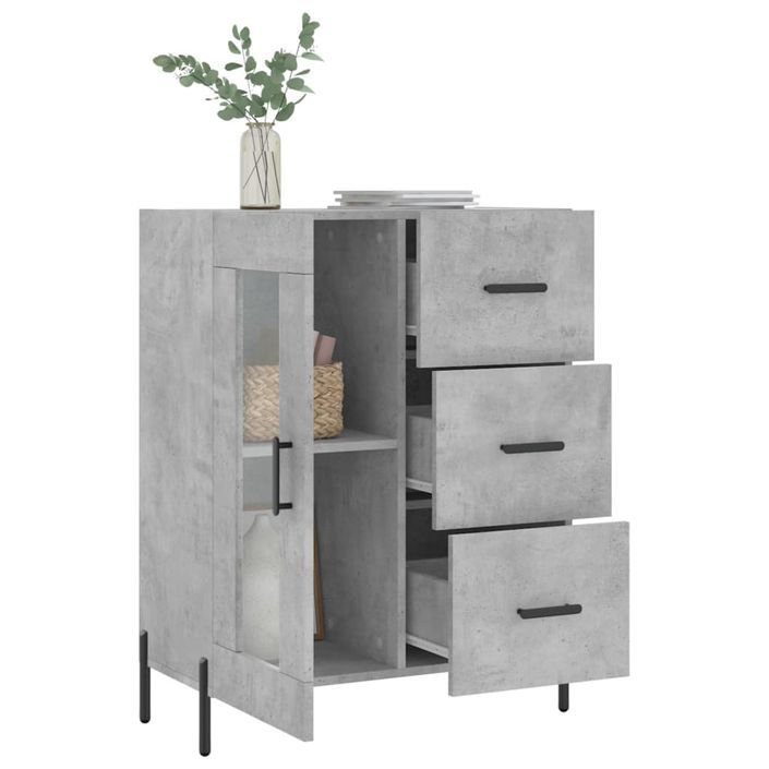 Buffet gris béton 69,5x34x90 cm bois d'ingénierie - Photo n°4