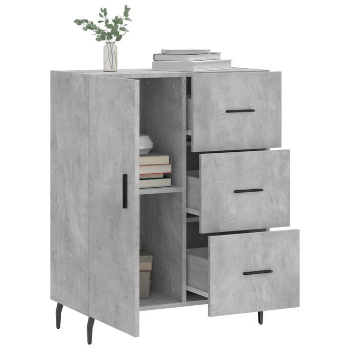 Buffet gris béton 69,5x34x90 cm bois d'ingénierie - Photo n°4