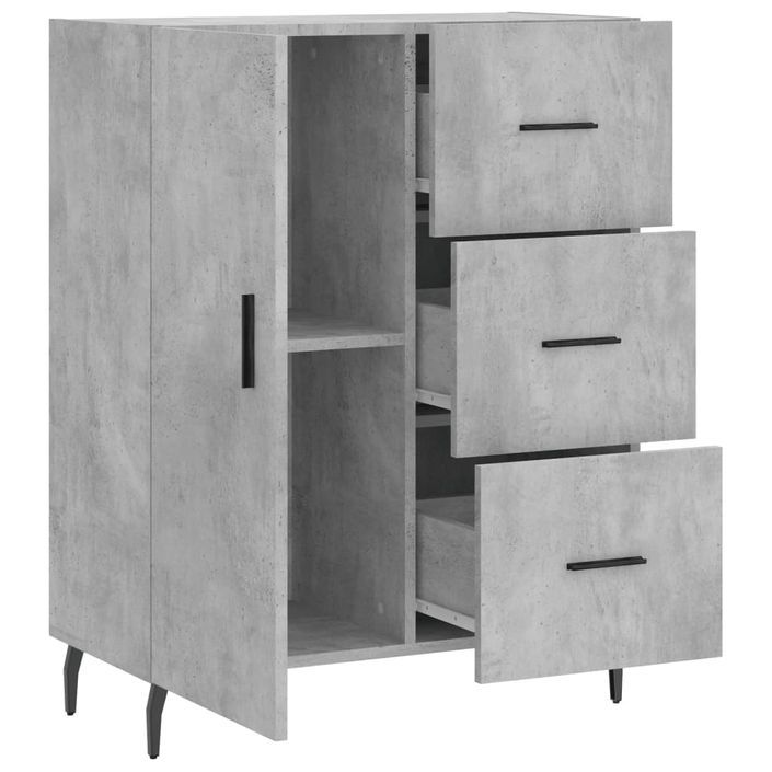 Buffet gris béton 69,5x34x90 cm bois d'ingénierie - Photo n°6