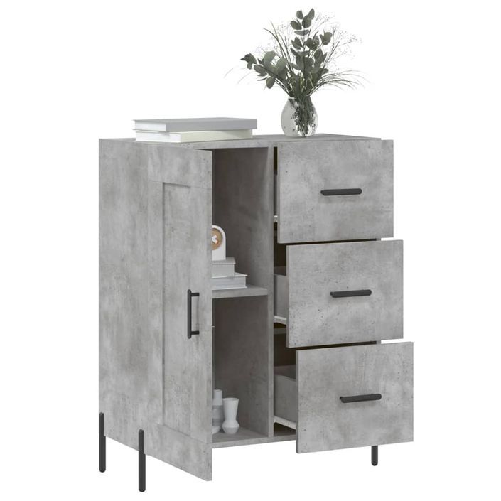 Buffet gris béton 69,5x34x90 cm bois d'ingénierie - Photo n°4