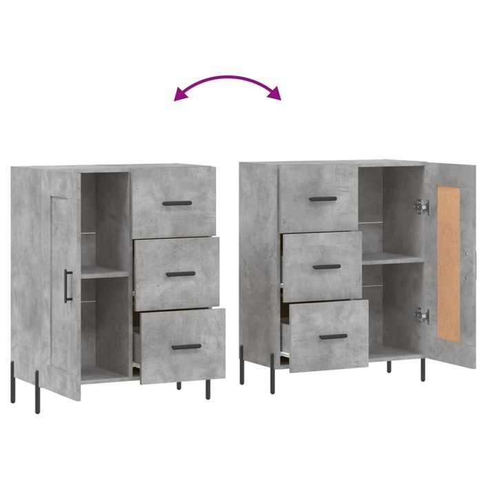 Buffet gris béton 69,5x34x90 cm bois d'ingénierie - Photo n°9