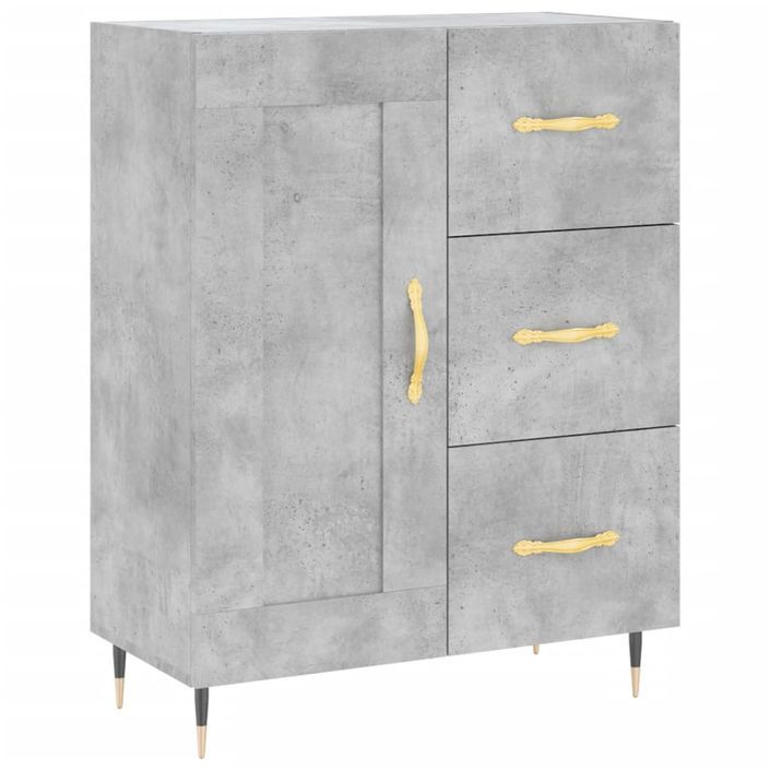 Buffet gris béton 69,5x34x90 cm bois d'ingénierie - Photo n°1