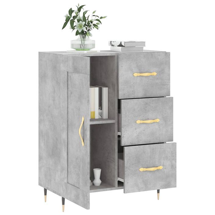 Buffet gris béton 69,5x34x90 cm bois d'ingénierie - Photo n°4