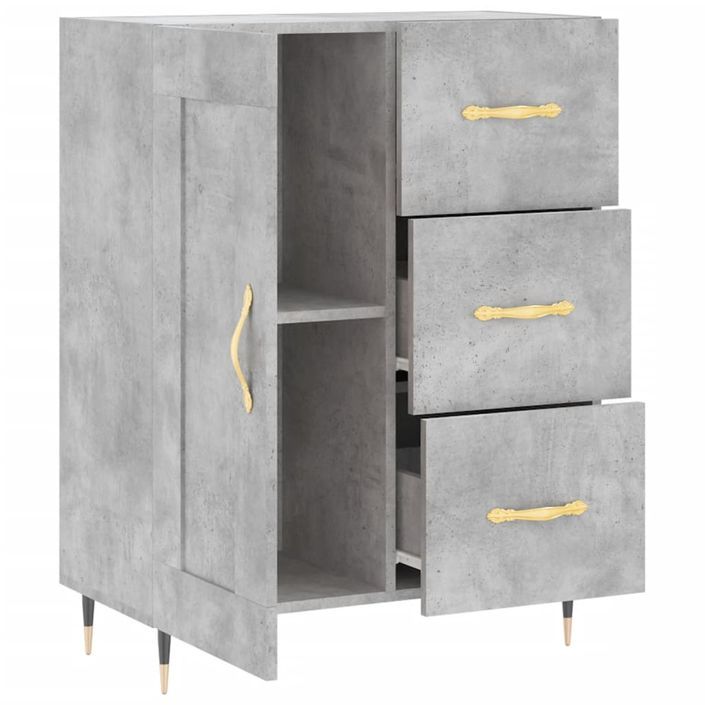 Buffet gris béton 69,5x34x90 cm bois d'ingénierie - Photo n°6