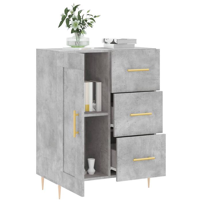 Buffet gris béton 69,5x34x90 cm bois d'ingénierie - Photo n°4