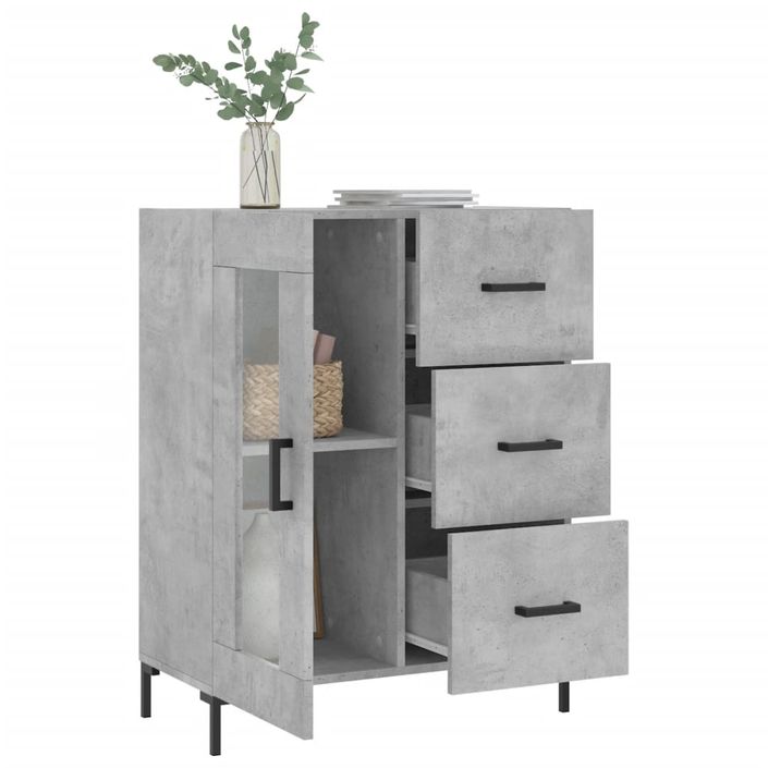 Buffet gris béton 69,5x34x90 cm bois d'ingénierie - Photo n°4