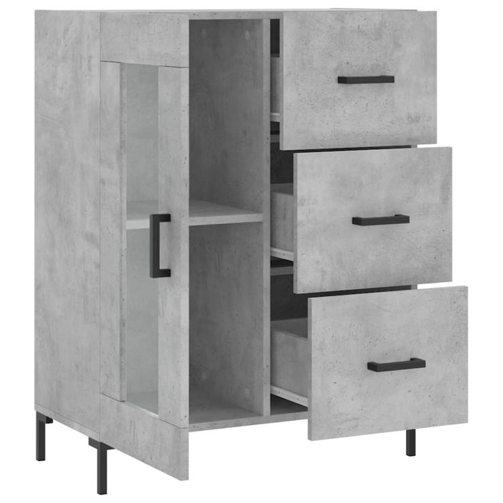 Buffet gris béton 69,5x34x90 cm bois d'ingénierie - Photo n°6