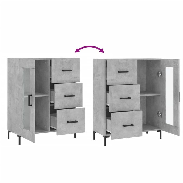 Buffet gris béton 69,5x34x90 cm bois d'ingénierie - Photo n°9