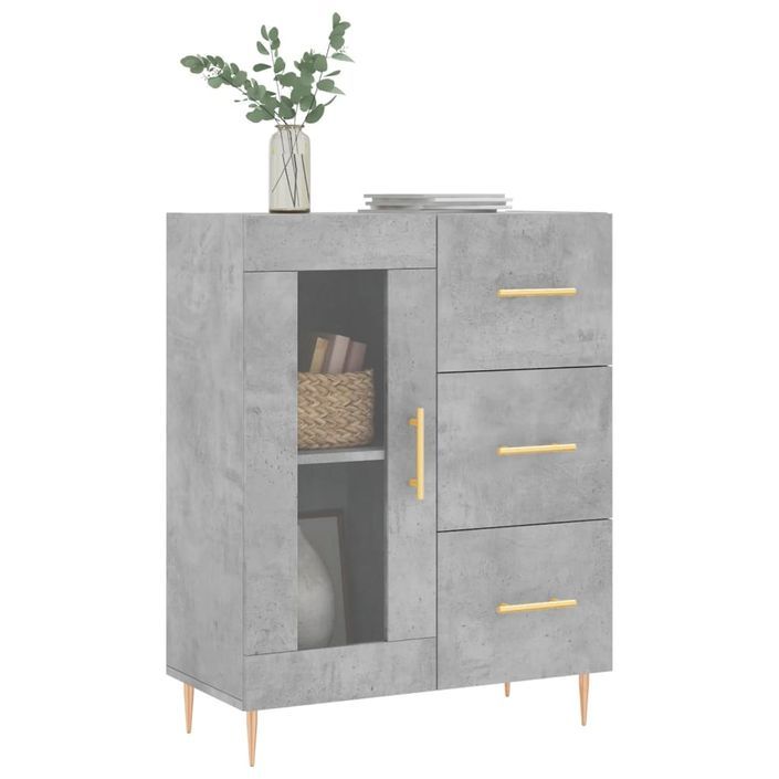 Buffet gris béton 69,5x34x90 cm bois d'ingénierie - Photo n°3