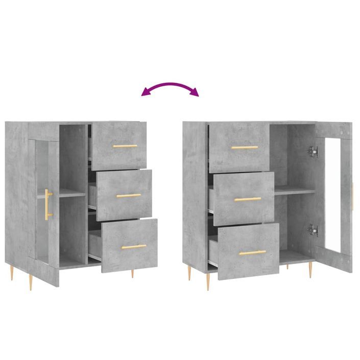 Buffet gris béton 69,5x34x90 cm bois d'ingénierie - Photo n°9