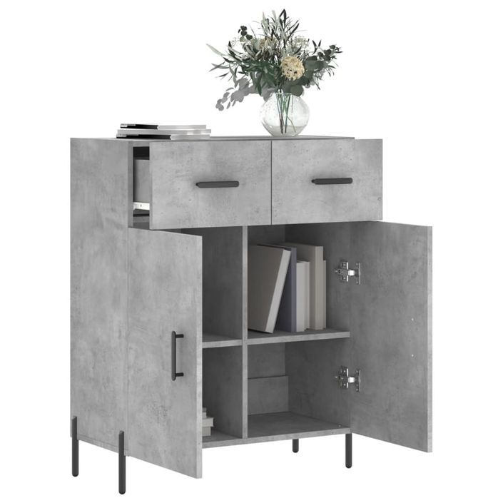 Buffet gris béton 69,5x34x90 cm bois d'ingénierie - Photo n°4