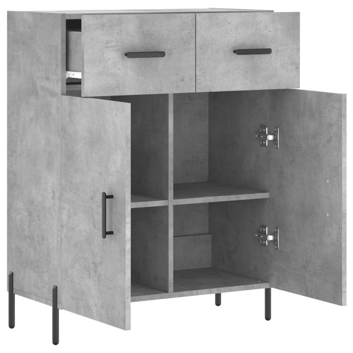 Buffet gris béton 69,5x34x90 cm bois d'ingénierie - Photo n°5