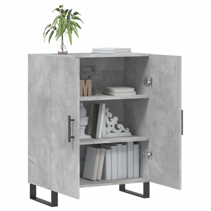 Buffet gris béton 69,5x34x90 cm bois d'ingénierie - Photo n°4