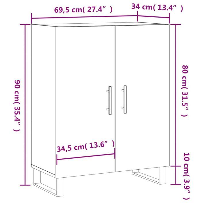 Buffet gris béton 69,5x34x90 cm bois d'ingénierie - Photo n°12