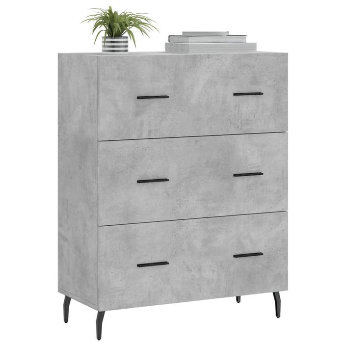 Buffet gris béton 69,5x34x90 cm bois d'ingénierie - Photo n°3