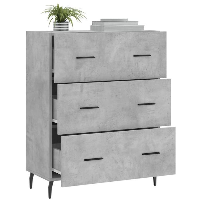 Buffet gris béton 69,5x34x90 cm bois d'ingénierie - Photo n°4