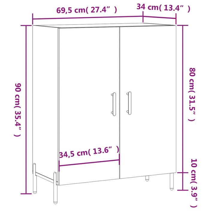 Buffet gris béton 69,5x34x90 cm bois d'ingénierie - Photo n°12