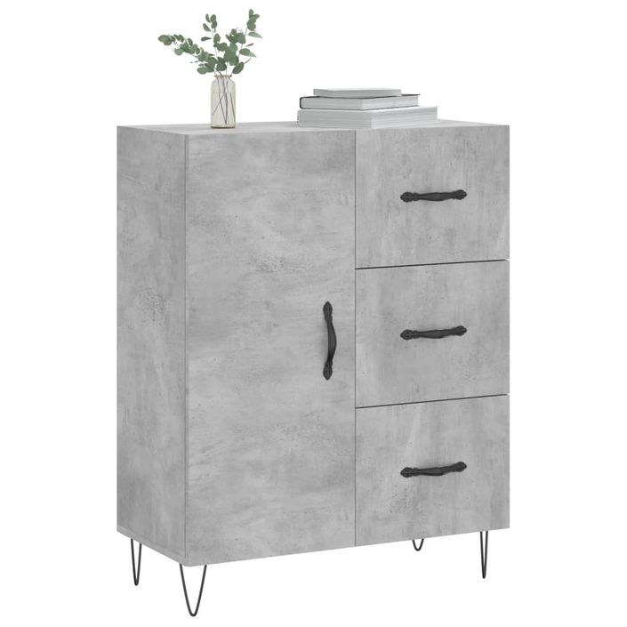 Buffet gris béton 69,5x34x90 cm bois d'ingénierie - Photo n°3