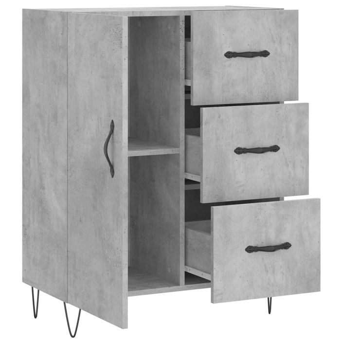 Buffet gris béton 69,5x34x90 cm bois d'ingénierie - Photo n°6