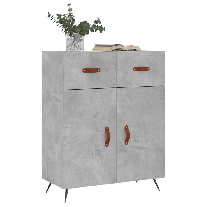 Buffet gris béton 69,5x34x90 cm bois d'ingénierie - Photo n°3