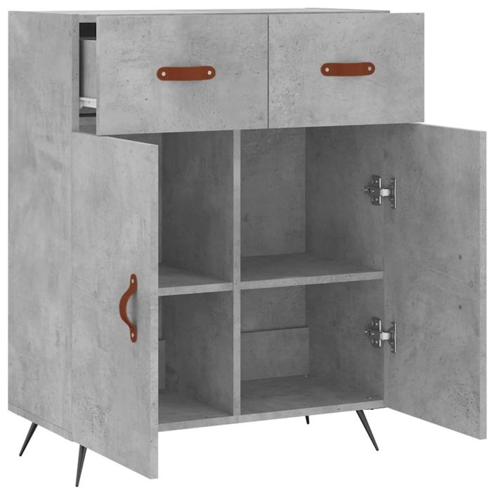 Buffet gris béton 69,5x34x90 cm bois d'ingénierie - Photo n°5