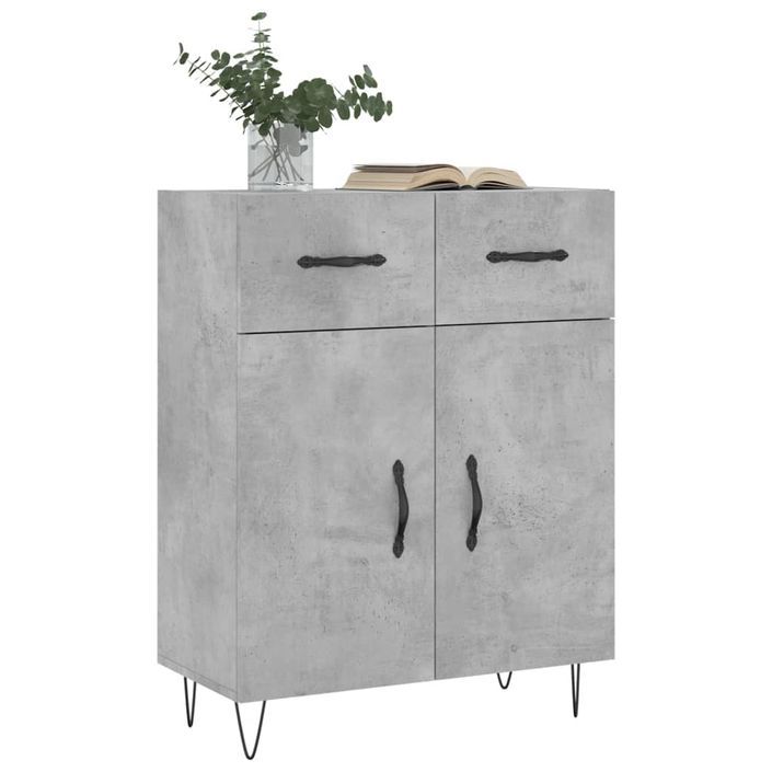 Buffet gris béton 69,5x34x90 cm bois d'ingénierie - Photo n°3