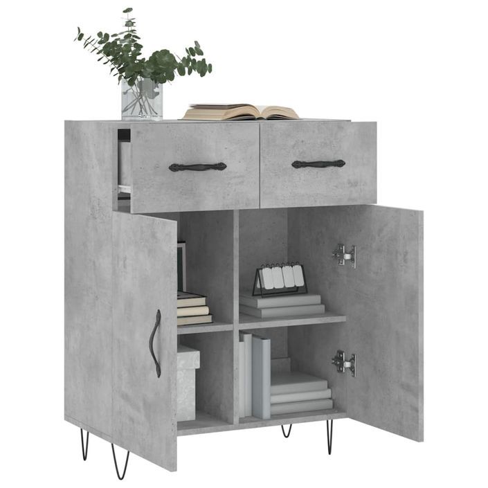 Buffet gris béton 69,5x34x90 cm bois d'ingénierie - Photo n°4