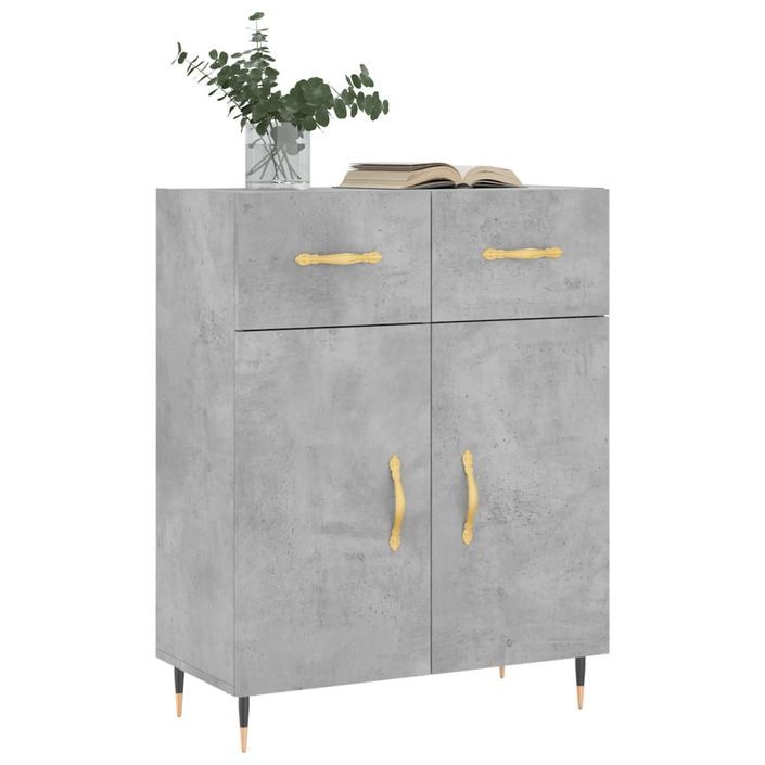 Buffet gris béton 69,5x34x90 cm bois d'ingénierie - Photo n°3