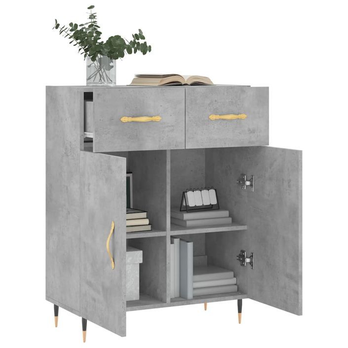 Buffet gris béton 69,5x34x90 cm bois d'ingénierie - Photo n°4