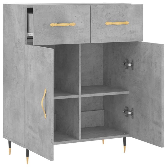 Buffet gris béton 69,5x34x90 cm bois d'ingénierie - Photo n°5