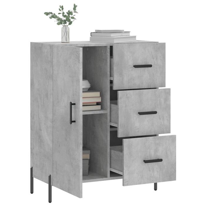 Buffet gris béton 69,5x34x90 cm bois d'ingénierie - Photo n°4