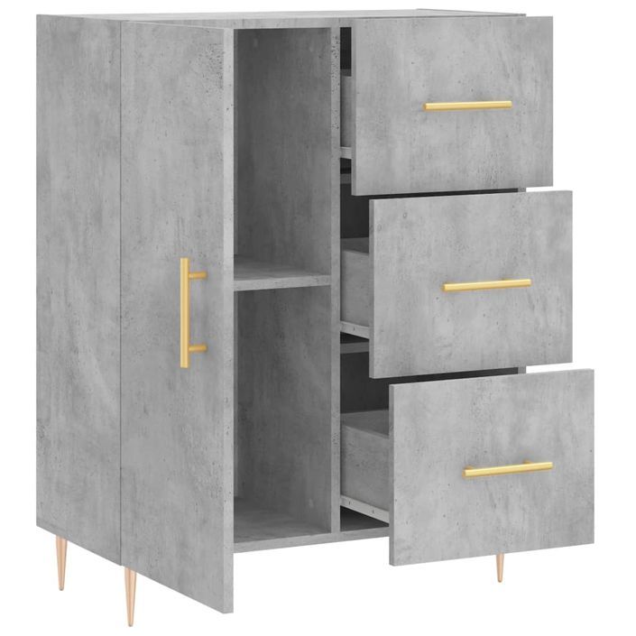 Buffet gris béton 69,5x34x90 cm bois d'ingénierie - Photo n°6