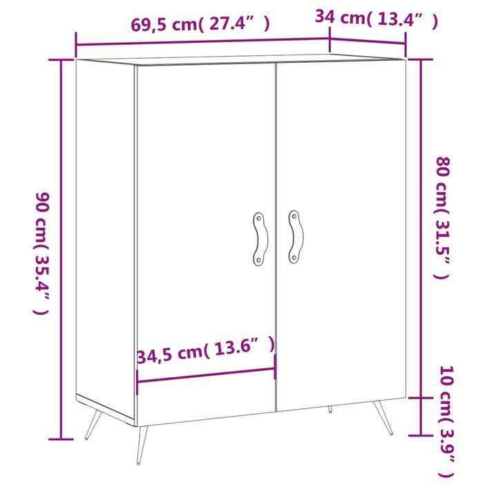 Buffet gris béton 69,5x34x90 cm bois d'ingénierie - Photo n°12