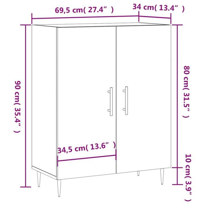 Buffet gris béton 69,5x34x90 cm bois d'ingénierie - Photo n°12