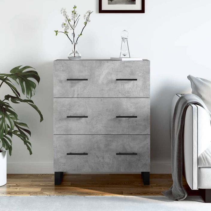 Buffet gris béton 69,5x34x90 cm bois d'ingénierie - Photo n°2