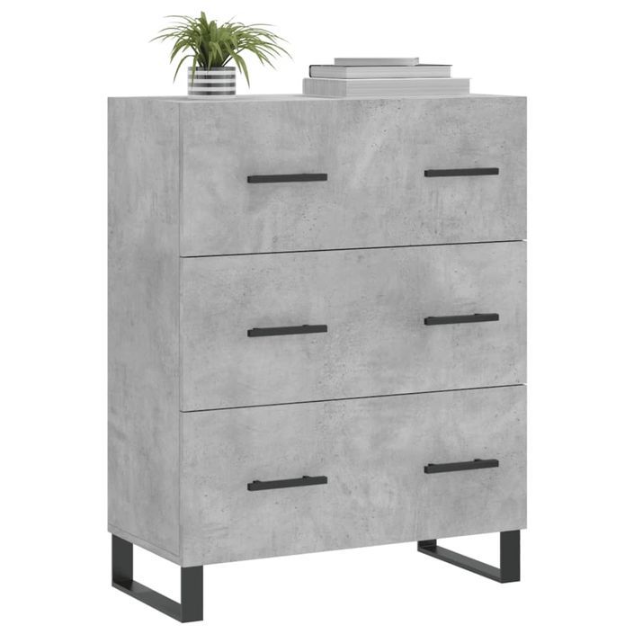 Buffet gris béton 69,5x34x90 cm bois d'ingénierie - Photo n°3