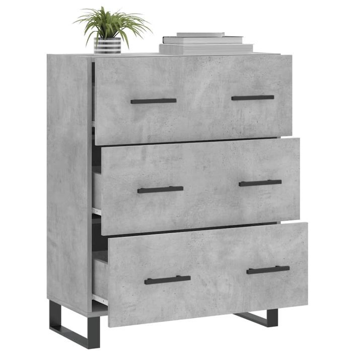 Buffet gris béton 69,5x34x90 cm bois d'ingénierie - Photo n°4