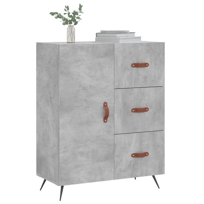 Buffet gris béton 69,5x34x90 cm bois d'ingénierie - Photo n°3