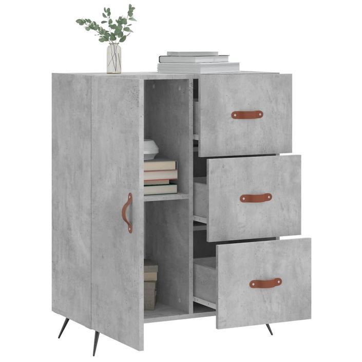 Buffet gris béton 69,5x34x90 cm bois d'ingénierie - Photo n°4