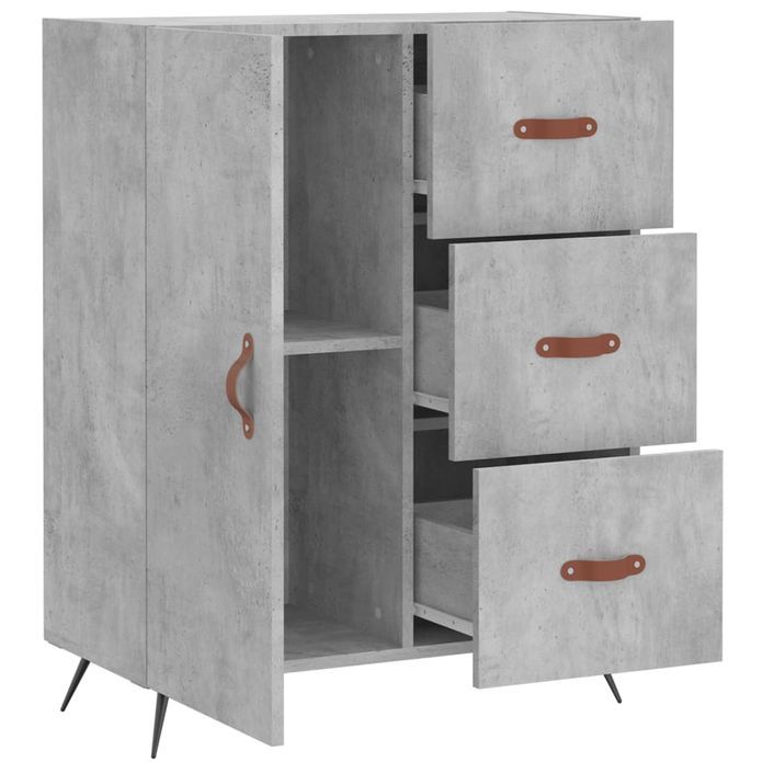 Buffet gris béton 69,5x34x90 cm bois d'ingénierie - Photo n°6