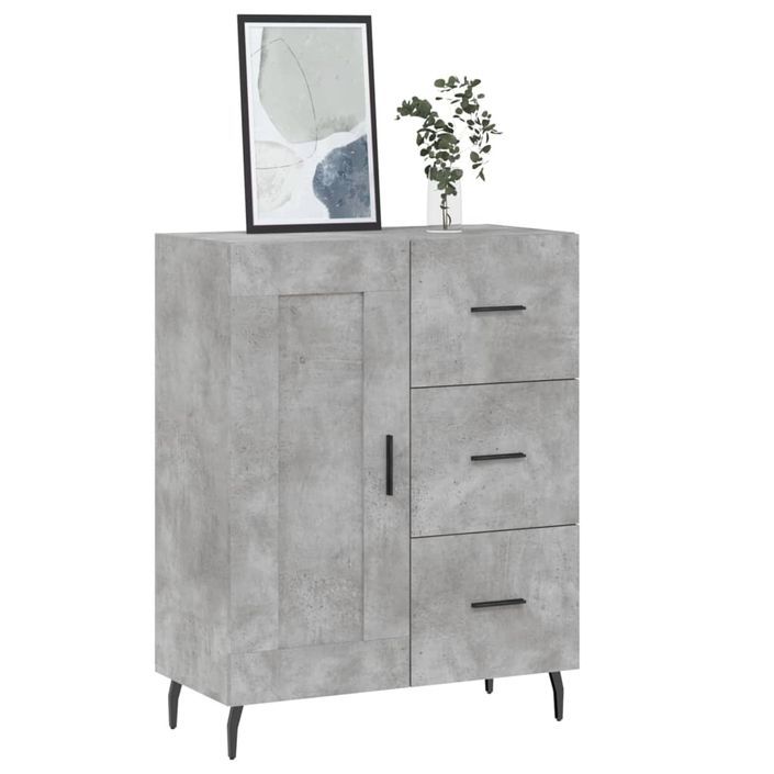 Buffet gris béton 69,5x34x90 cm bois d'ingénierie - Photo n°3